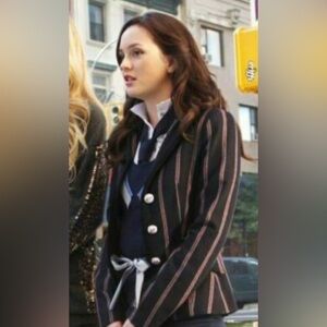 Wool Navy Zara blazer ASO Blair Waldorf Size L